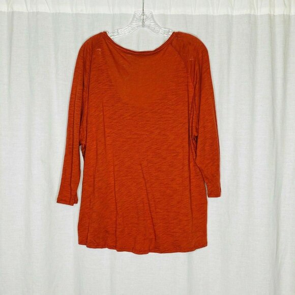 Harlowe & Graham Dark Orange Cotton Blend Oversize Top M - Picture 3 of 3